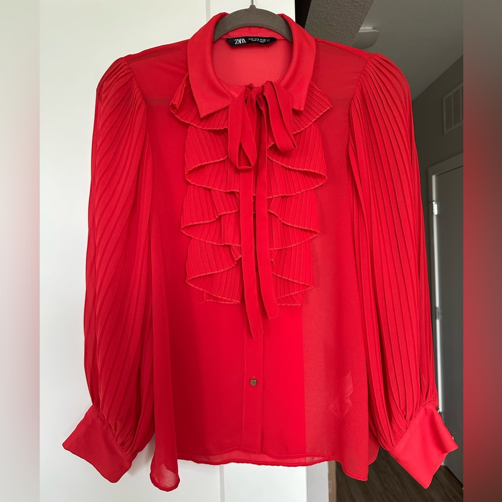 Zara Pleated Blouse with Bow